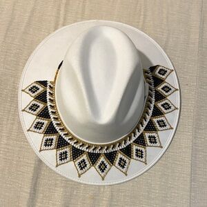 Elegant White Beaded Hat
